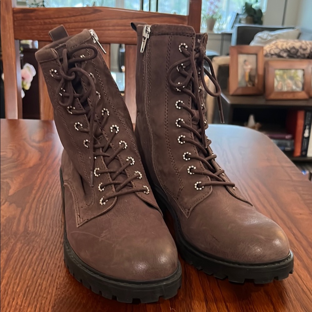 Born Brown Lace-Up Combat Boots